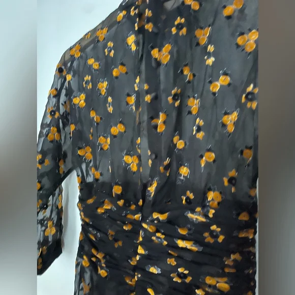 Rickie Freeman for Teri Jon Sheer Floral Burnout Velvet Midi Dress | Size 6 - Picture 5 of 11